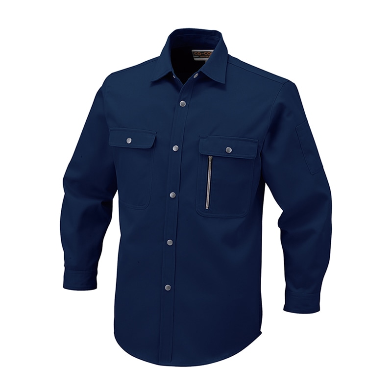 コーコス信岡 エコ 長袖シャツ H-1198 ネイビー 5L 1枚（ご注文単位1枚）【直送品】