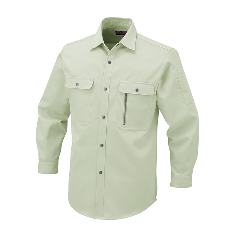 コーコス信岡 エコ 長袖シャツ H-1198 アイボリー 4L 1枚（ご注文単位1枚）【直送品】