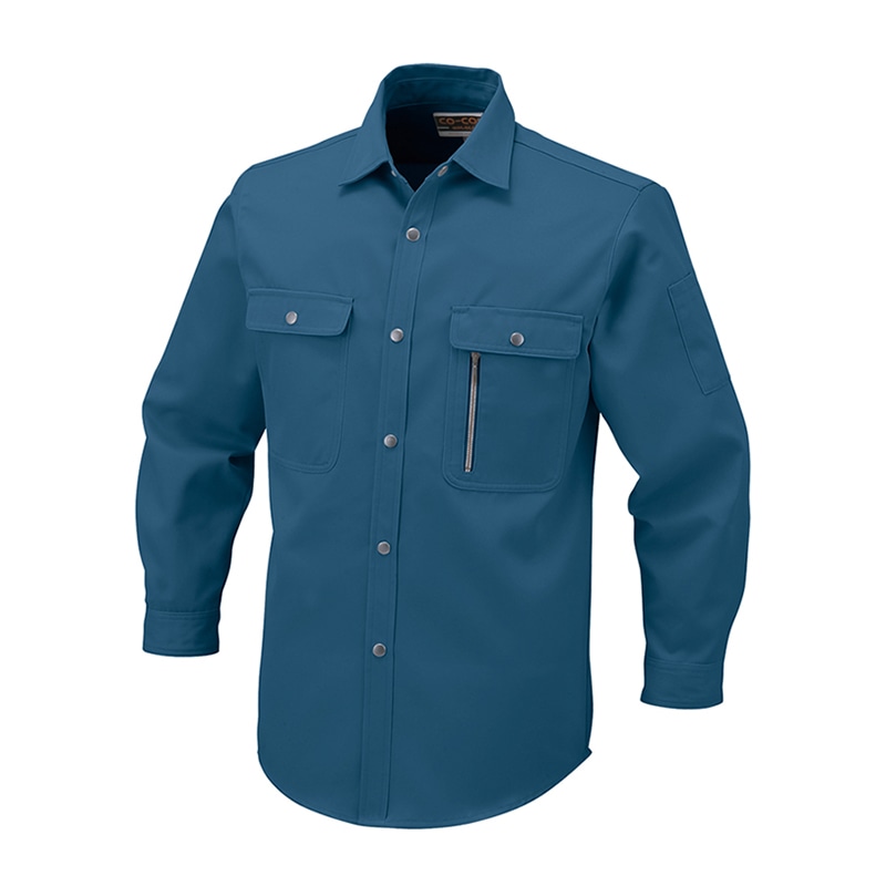 コーコス信岡 エコ 長袖シャツ H-1198 ブルー LL 1枚（ご注文単位1枚）【直送品】
