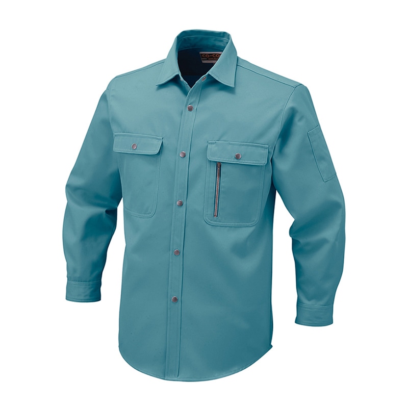 コーコス信岡 エコ 長袖シャツ H-1198 グリーン L 1枚（ご注文単位1枚）【直送品】