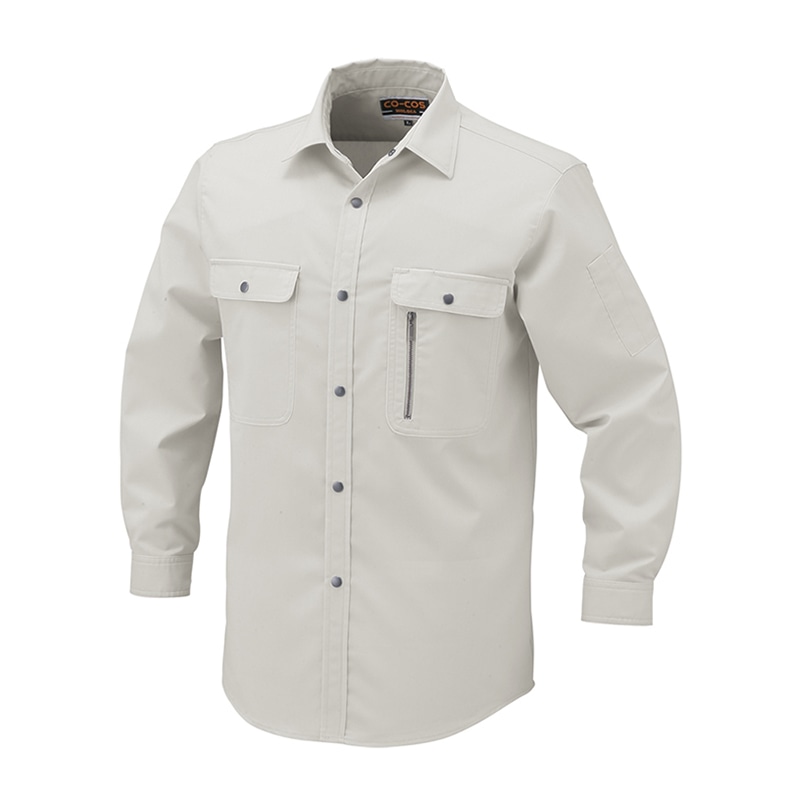 コーコス信岡 エコストレッチ 長袖シャツ H-198 ストーングレー S 1枚（ご注文単位1枚）【直送品】