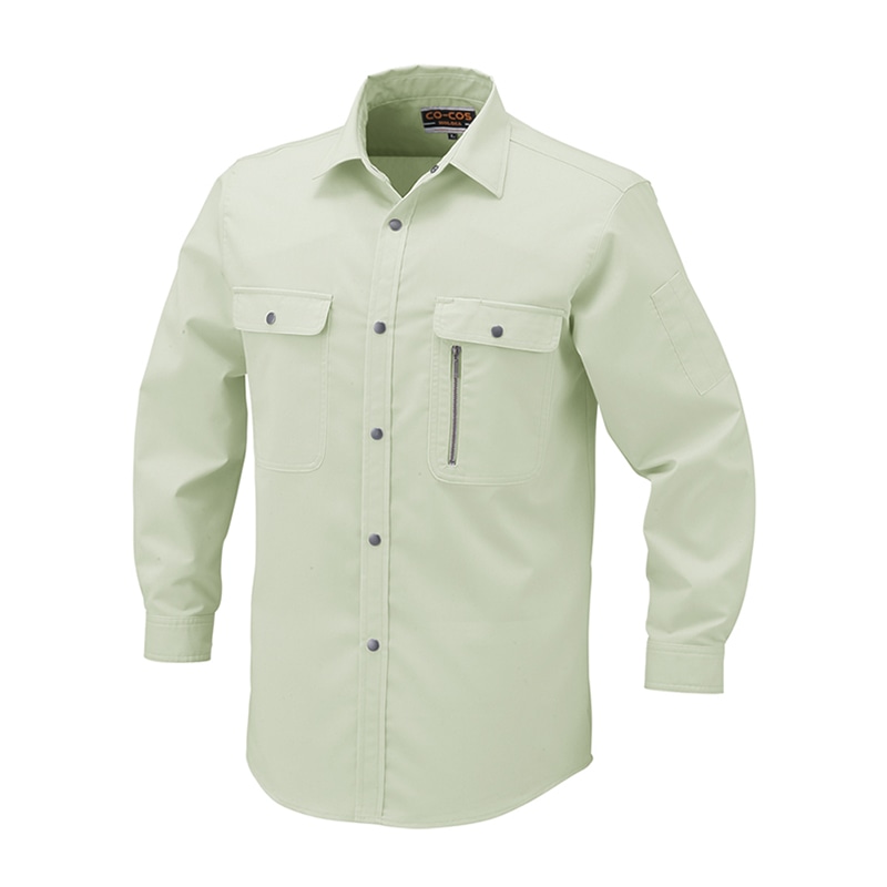 コーコス信岡 エコストレッチ 長袖シャツ H-198 アイボリー M 1枚（ご注文単位1枚）【直送品】