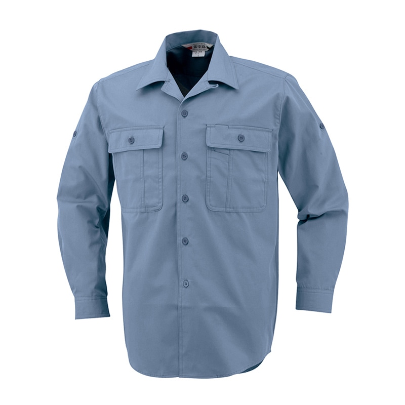 コーコス信岡 ロールアップ 長袖開衿シャツ 408 ペールブルー 4L 1枚（ご注文単位1枚）【直送品】