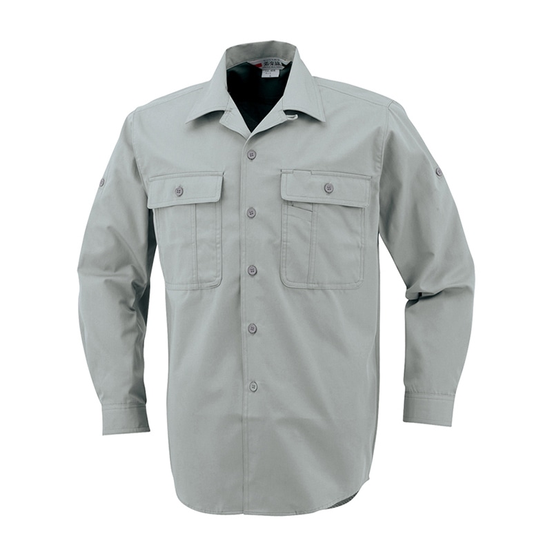 コーコス信岡 ロールアップ 長袖開衿シャツ 408 グリーン M 1枚（ご注文単位1枚）【直送品】