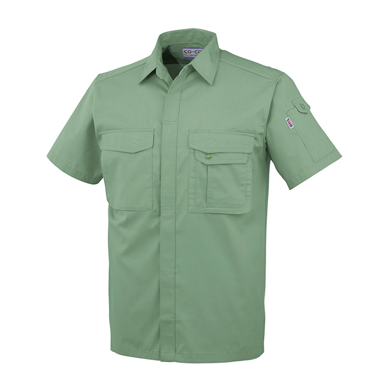 コーコス信岡 製品制電 半袖シャツ J-567 グリーン M 1枚（ご注文単位1枚）【直送品】