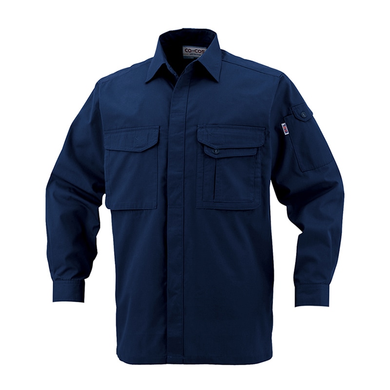 コーコス信岡 製品制電 長袖シャツ J-568 ネイビー SS 1枚（ご注文単位1枚）【直送品】
