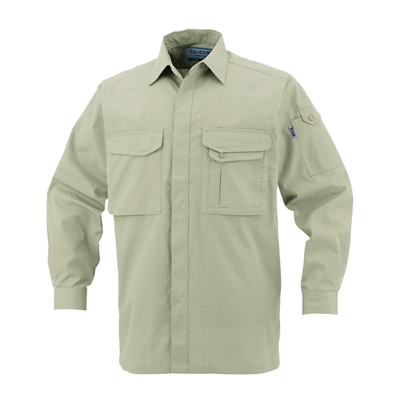 コーコス信岡 製品制電 長袖シャツ J-568 モスグリーン EL 1枚（ご注文単位1枚）【直送品】