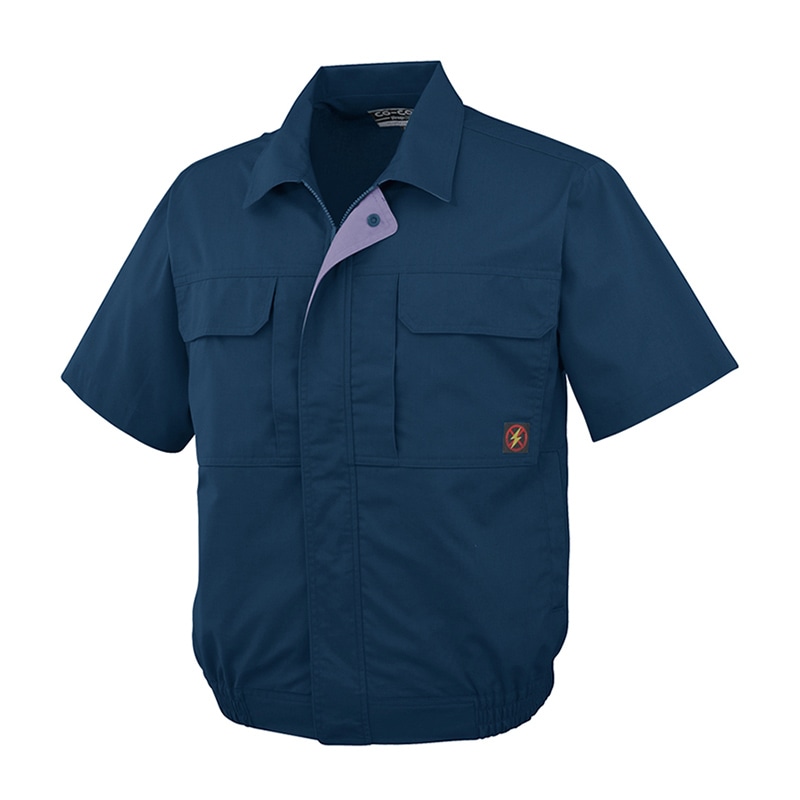 コーコス信岡 防汚・製品制電 半袖ブルゾン P-5580 ネイビー M 1枚（ご注文単位1枚）【直送品】