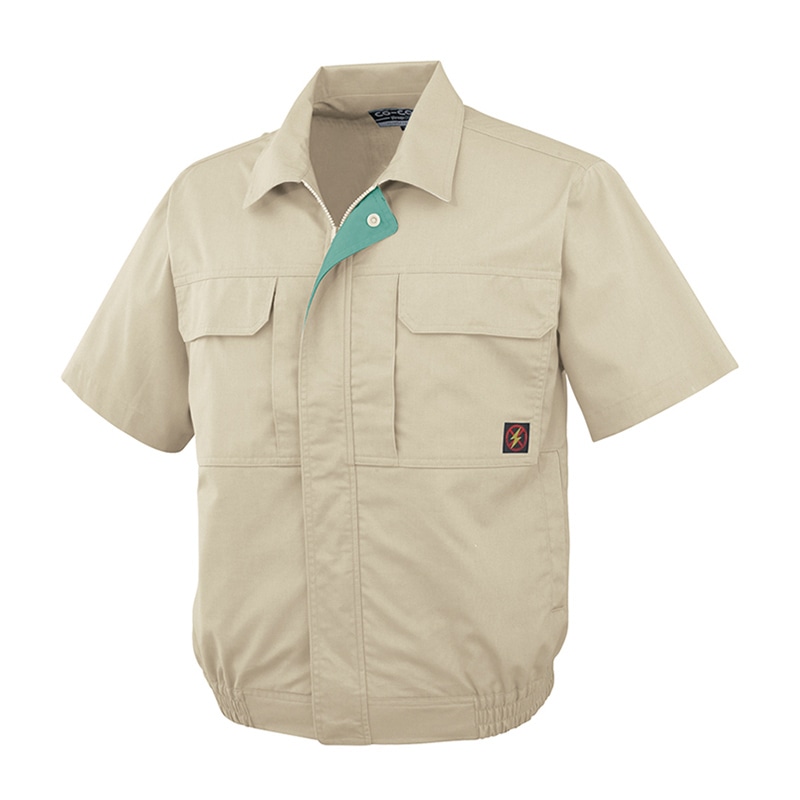 コーコス信岡 防汚・製品制電 半袖ブルゾン P-5580 ベージュ 5L 1枚（ご注文単位1枚）【直送品】