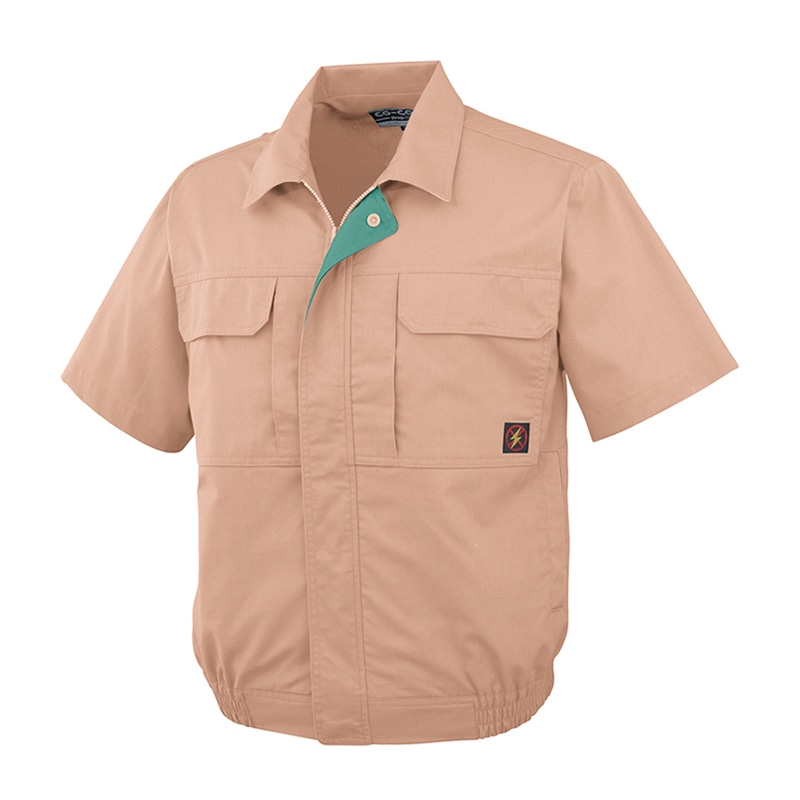 コーコス信岡 防汚・製品制電 半袖ブルゾン P-5580 アーシーレッド 4L 1枚（ご注文単位1枚）【直送品】