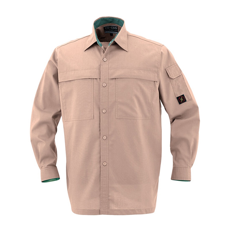 コーコス信岡 防汚・製品制電 長袖シャツ P-5588 アーシーレッド EL 1枚（ご注文単位1枚）【直送品】