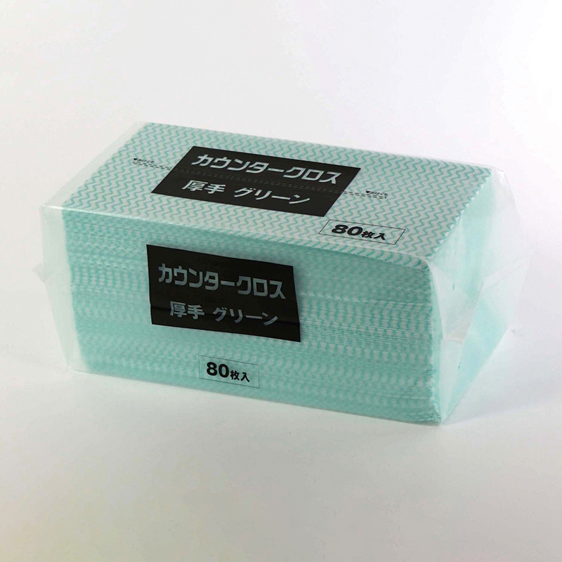 ヒメプラ カウンタークロス レギュラー厚手 CW-80G　グリーン 80枚/袋（ご注文単位12袋）【直送品】