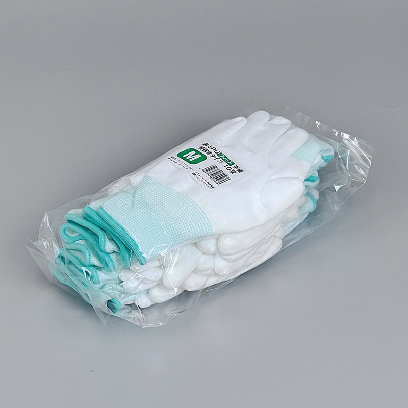 ヒメプラ 楽々PUフィット手袋 M PF-002 ホワイト×グリーン 10双/袋(ご注文単位25袋)【直送品】