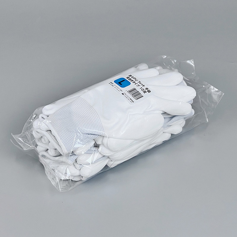 ヒメプラ 楽々PUフィット手袋 L PF-003 ホワイト×グレー 10双/袋(ご注文単位25袋)【直送品】