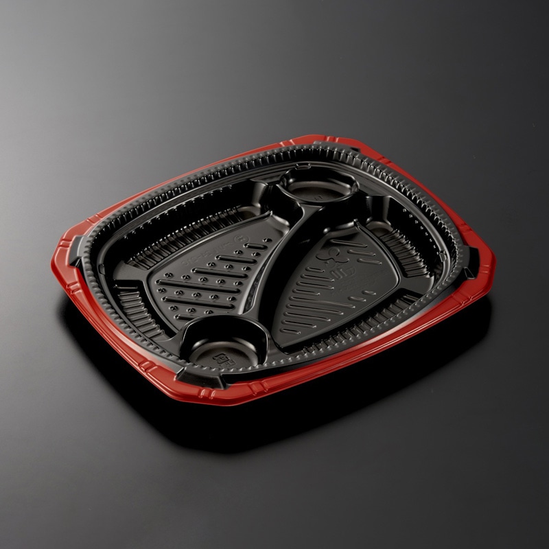 中央化学 弁当容器　BCTグリル 24-21C　黒赤　身  50枚/袋（ご注文単位12袋）【直送品】