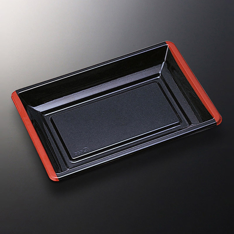 中央化学 刺身容器 角皿 本体 大 黒 50枚/袋(ご注文単位8袋)【直送品】