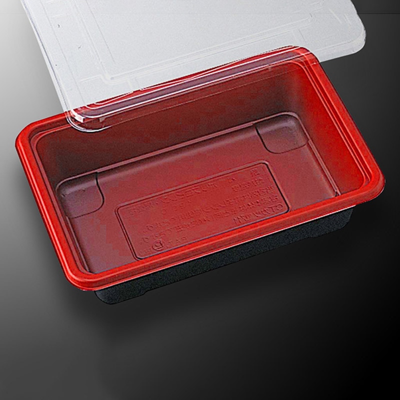 中央化学 丼容器 CTカツ重 防曇蓋セット 赤-BK 50枚/袋(ご注文単位12袋)【直送品】