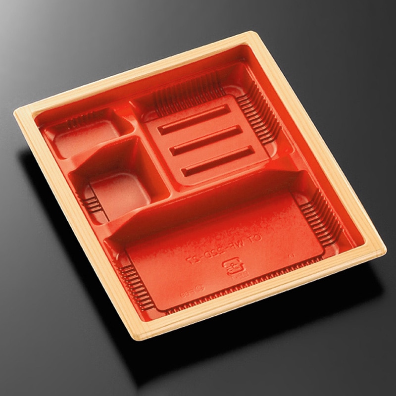 中央化学 弁当容器 CT WF 本体 WF-22D-27 赤木目-BK 50枚/袋(ご注文単位12袋)【直送品】