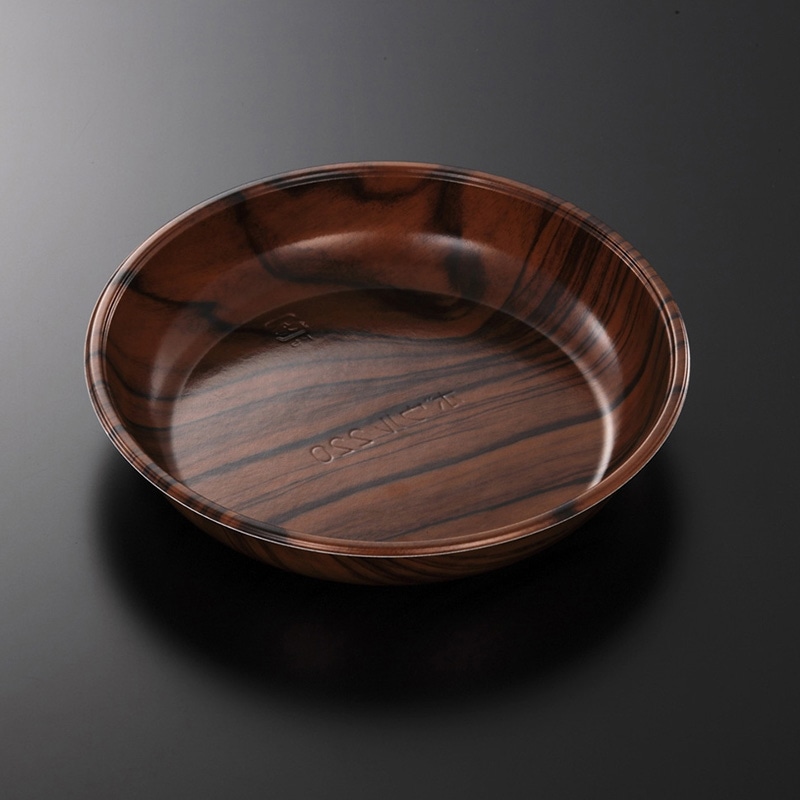 中央化学 サラダ容器 ボウル 本体 220 木理DBR両 50枚/袋（ご注文単位12袋）【直送品】