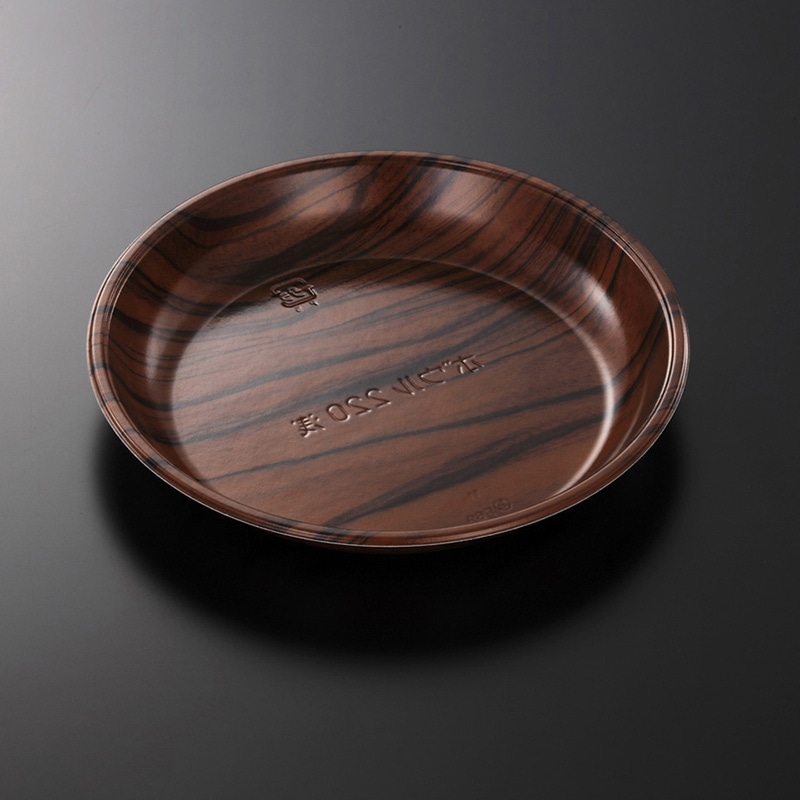 中央化学 サラダ容器 ボウル 本体 220浅 木理DBR両 50枚/袋（ご注文単位12袋）【直送品】