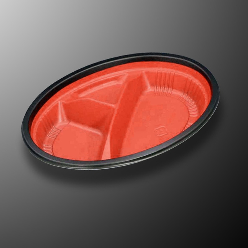 中央化学 弁当容器 CT WF-小判 本体 23A-32 赤黒-BK 50枚/袋（ご注文単位12袋）【直送品】