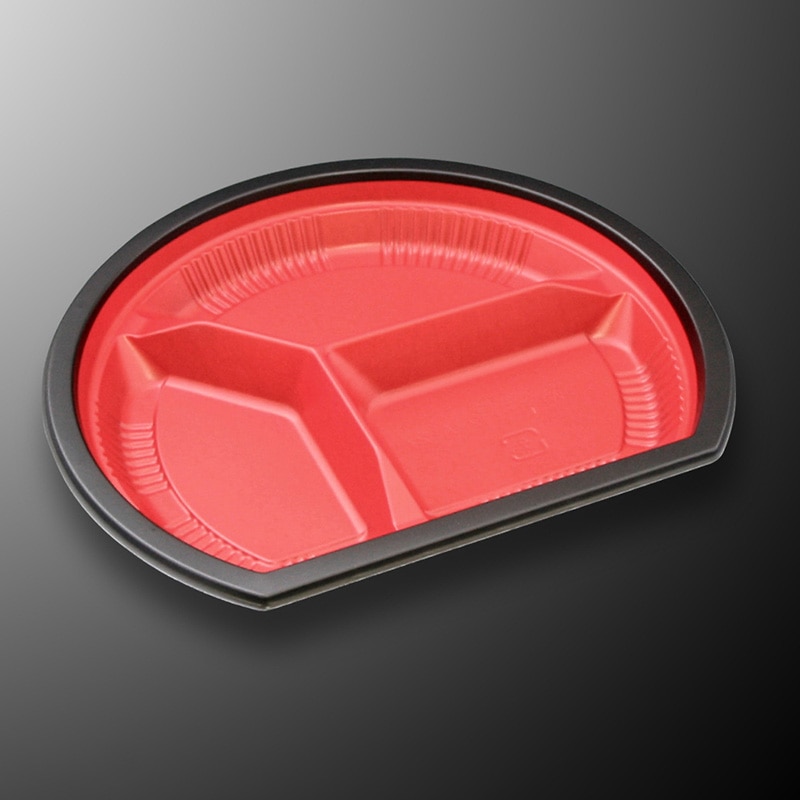 中央化学 弁当容器 CT WF-半月 本体 23A-27 赤黒-BK 50枚/袋（ご注文単位12袋）【直送品】