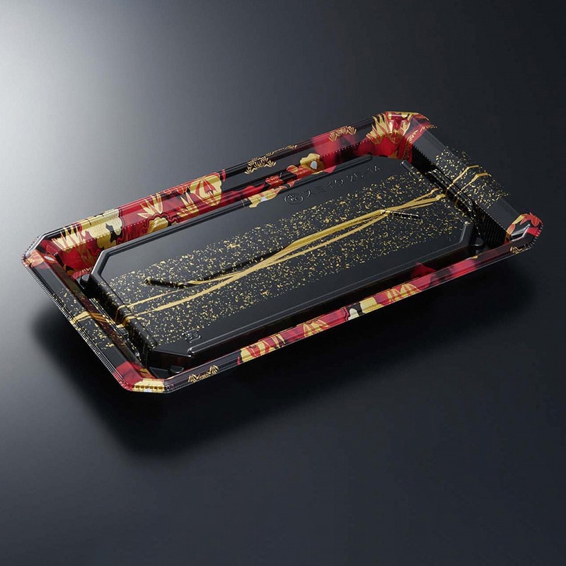 中央化学 寿司容器 HS澄板 本体 26-14 一陣R-BK 50枚/袋（ご注文単位12袋）【直送品】