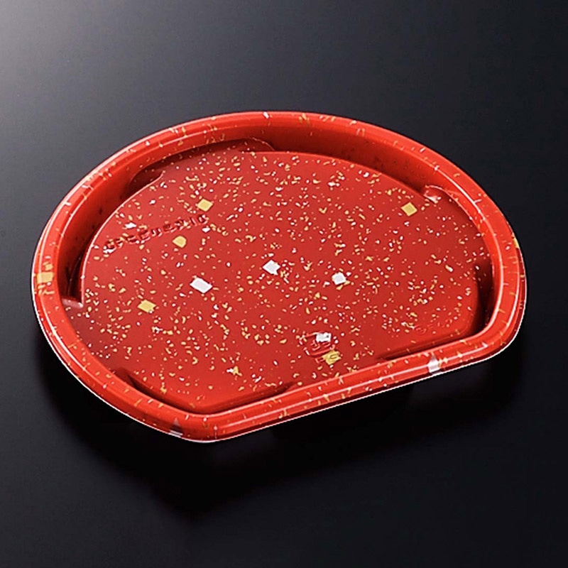 中央化学 寿司容器 CFにぎり半月 本体 10 赤金箔 50枚/袋（ご注文単位12袋）【直送品】