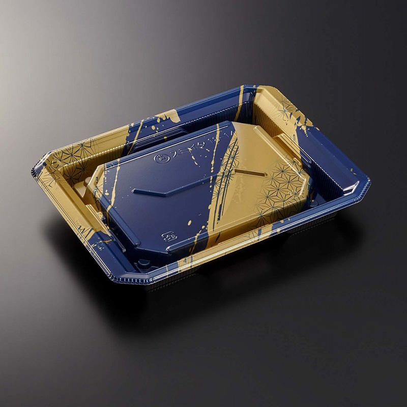 中央化学 寿司容器 HS澄板 本体 18-14 麻筆DB-BK 50枚/袋（ご注文単位16袋）【直送品】