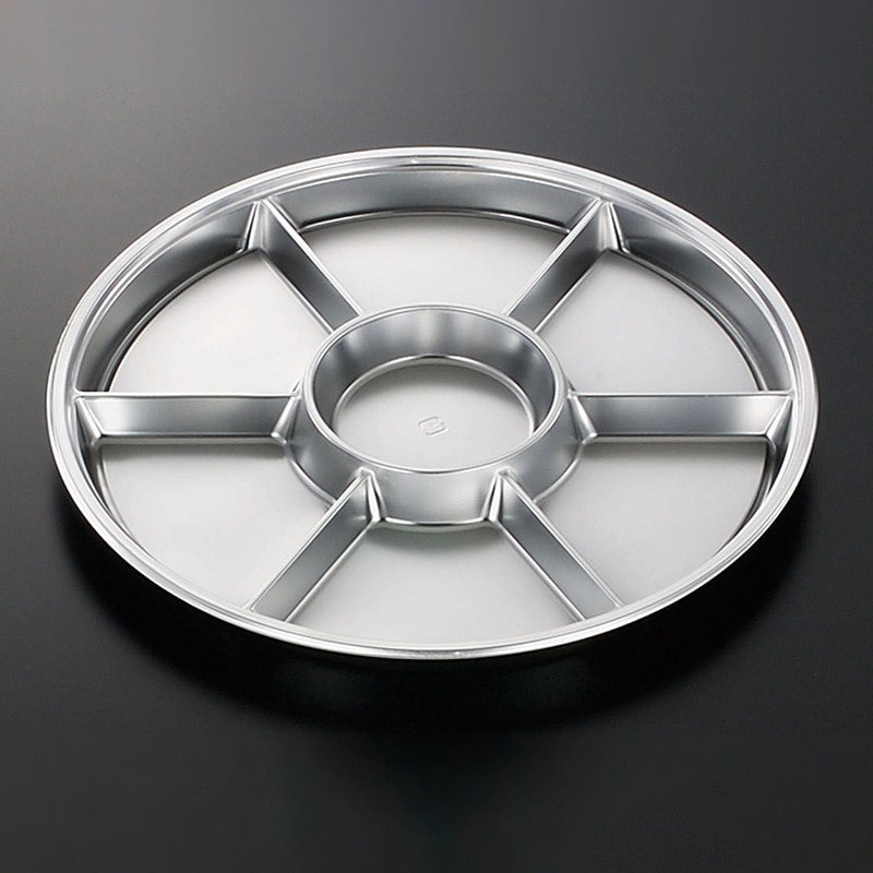 中央化学 オードブル容器 PD 本体 丸44-7 SV-BK 10枚/袋（ご注文単位8袋）【直送品】