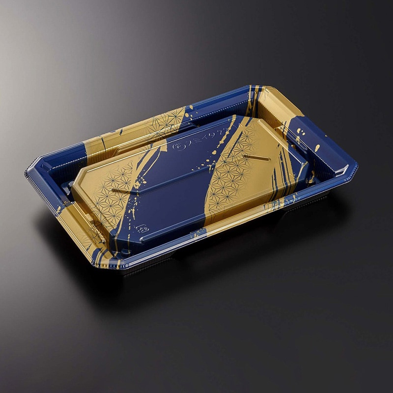 中央化学 寿司容器 HS澄板 本体 22-14 麻筆DB-BK 50枚/袋(ご注文単位12袋)【直送品】