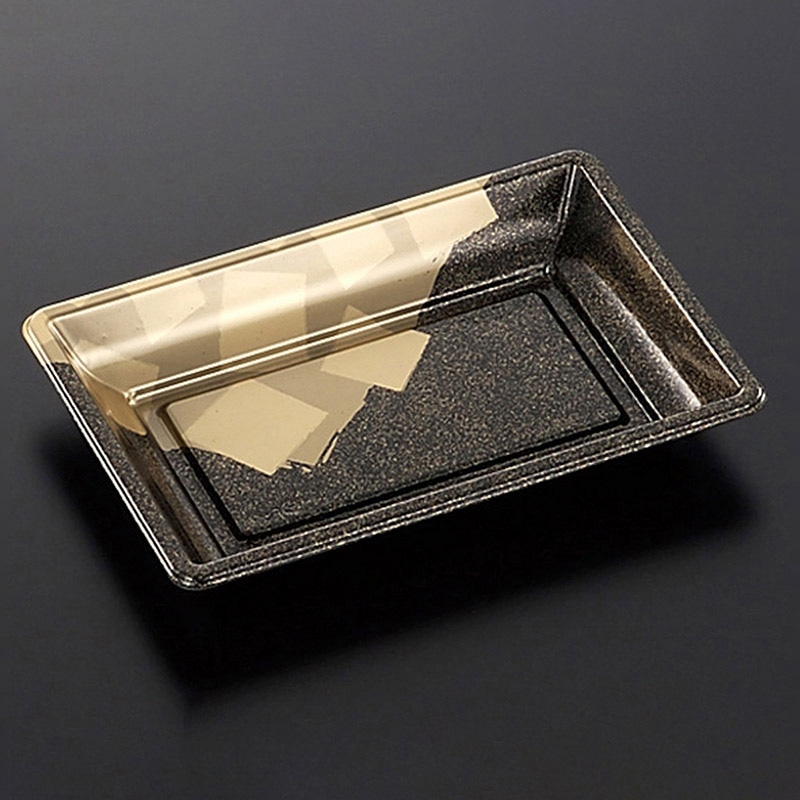 中央化学 刺身容器 角皿 本体 大 金砂目-BK 50枚/袋（ご注文単位8袋）【直送品】