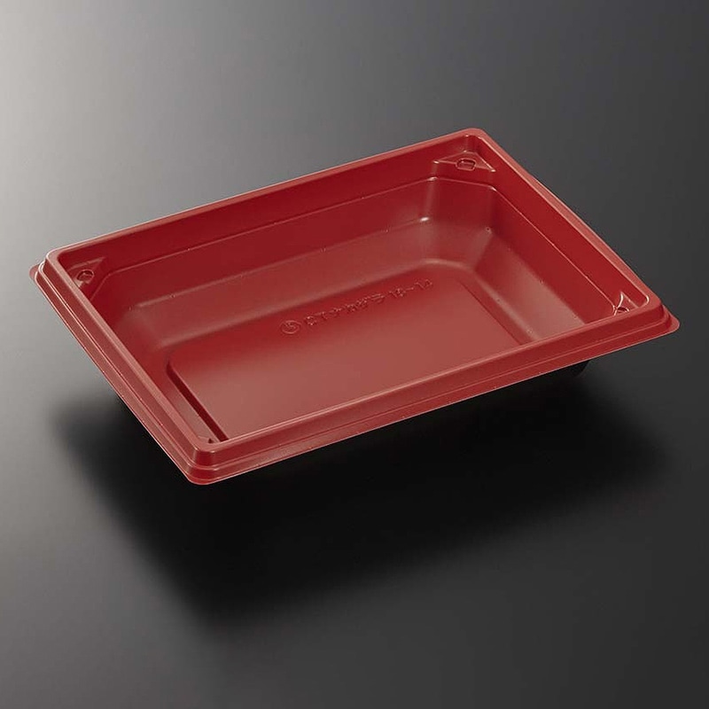 中央化学 丼容器 CF合わせ箱 CT中皿 18-14 赤-BK 50枚/袋（ご注文単位16袋）【直送品】