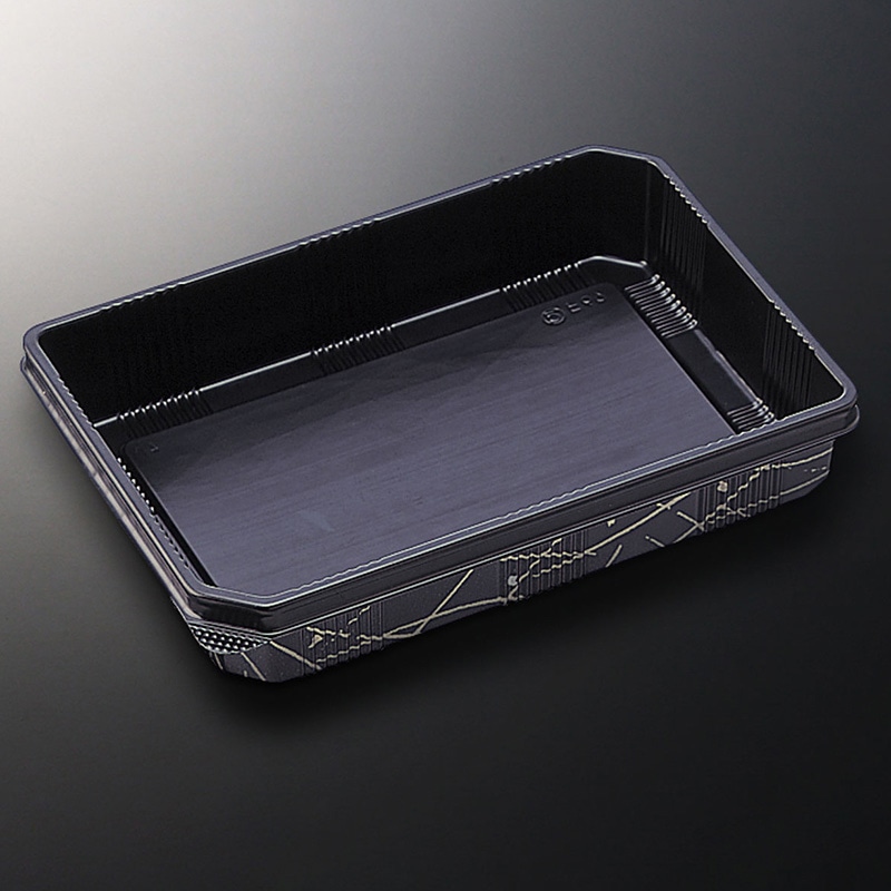 中央化学 助六容器 HS吉祥 本体 1 黒-綾野 50枚/袋（ご注文単位18袋）【直送品】