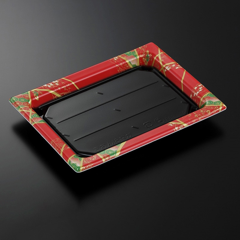 中央化学 寿司容器 祗園 本体 18長 色絵R-BK 25枚/袋（ご注文単位16袋）【直送品】