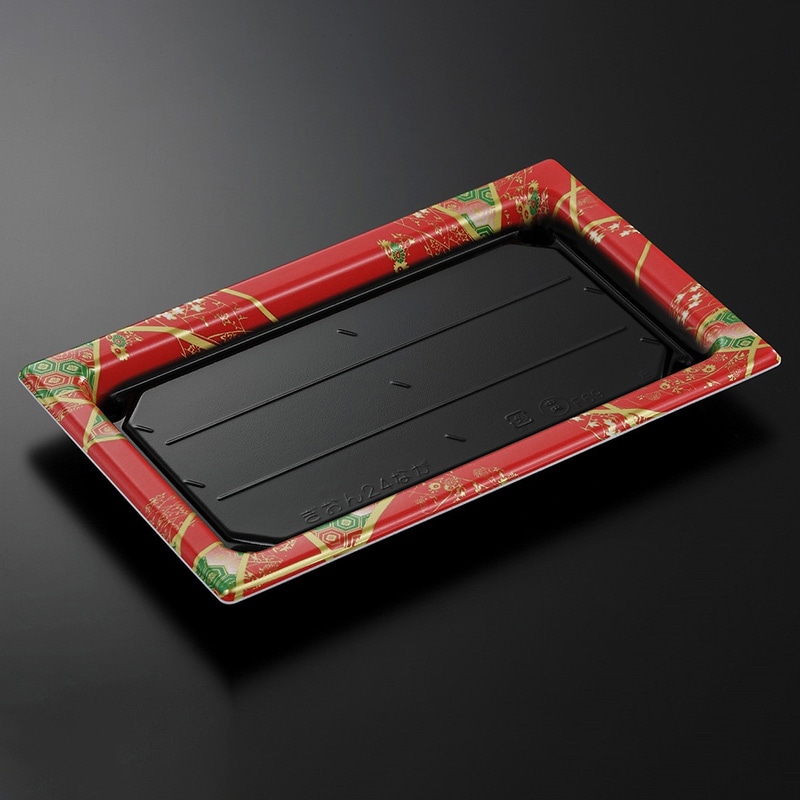 中央化学 寿司容器 祗園 本体 24長 色絵R-BK 25枚/袋（ご注文単位12袋）【直送品】