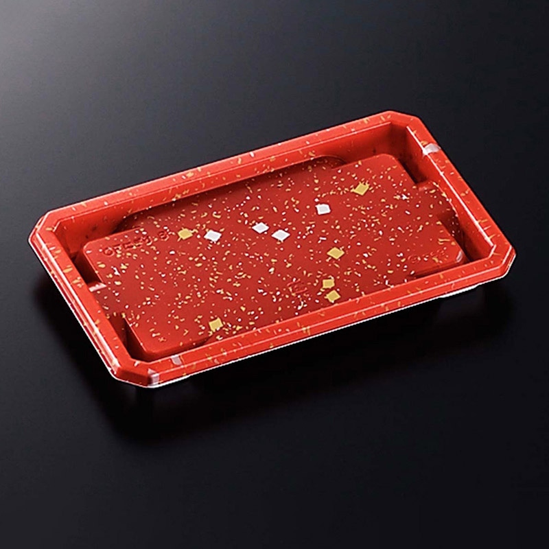 中央化学 寿司容器 CFにぎり 本体 L8 赤金箔 50枚/袋(ご注文単位16袋)【直送品】