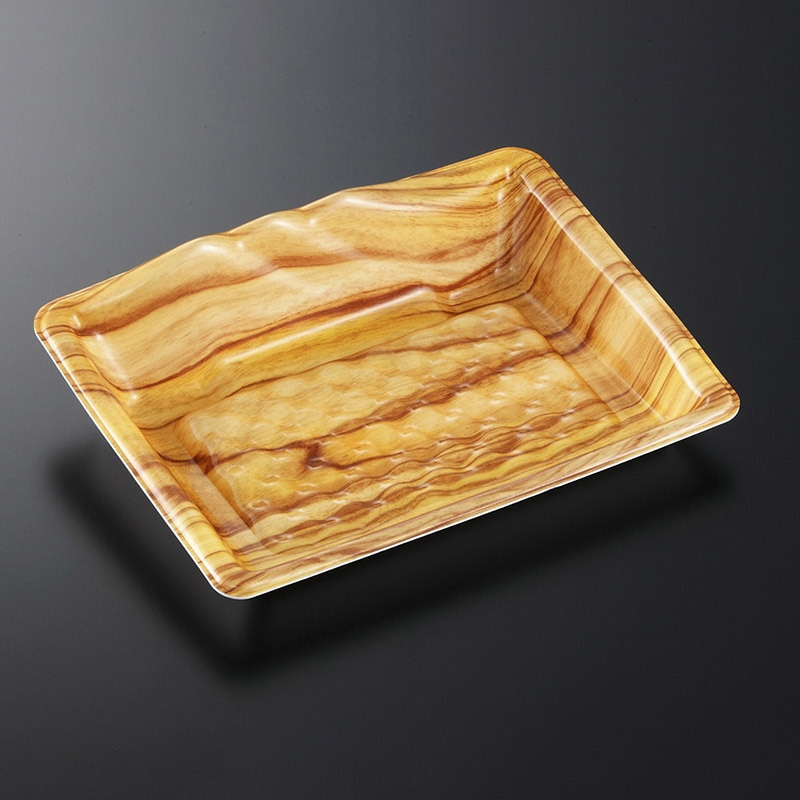 中央化学 刺身容器 みやま 24-18 木理BR 50枚/袋（ご注文単位12袋）【直送品】