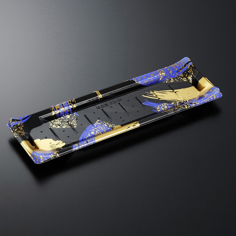 中央化学 寿司容器 HS波ね皿 本体 33-11 光琳BK-BK 50枚/袋（ご注文単位12袋）【直送品】