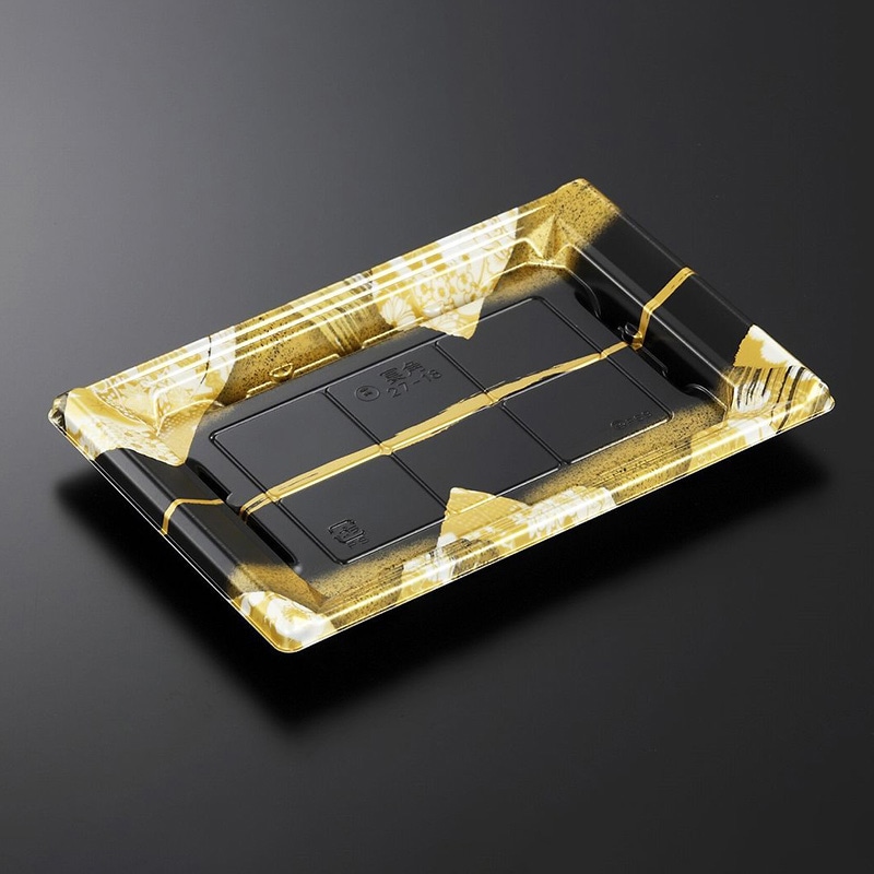 中央化学 刺身容器 CF宴角 本体 27-18 帯代BK-BK 20枚/袋（ご注文単位30袋）【直送品】