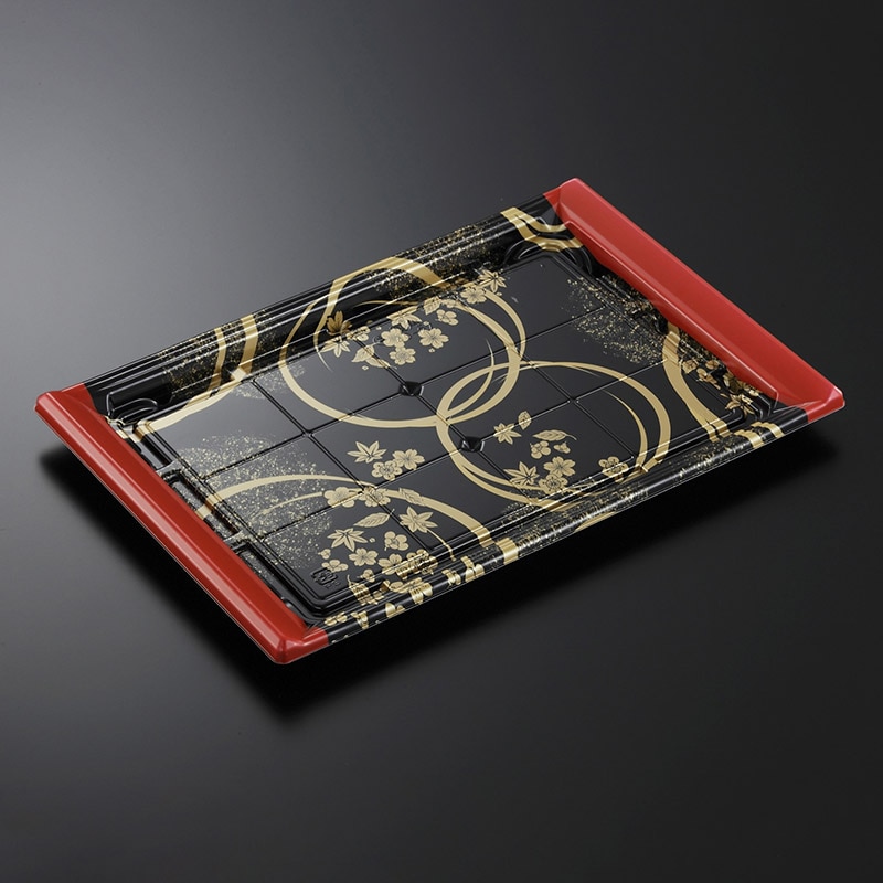 中央化学 刺身容器 CF宴角 本体 40-27 花泉R-BK 10枚/袋（ご注文単位16袋）【直送品】