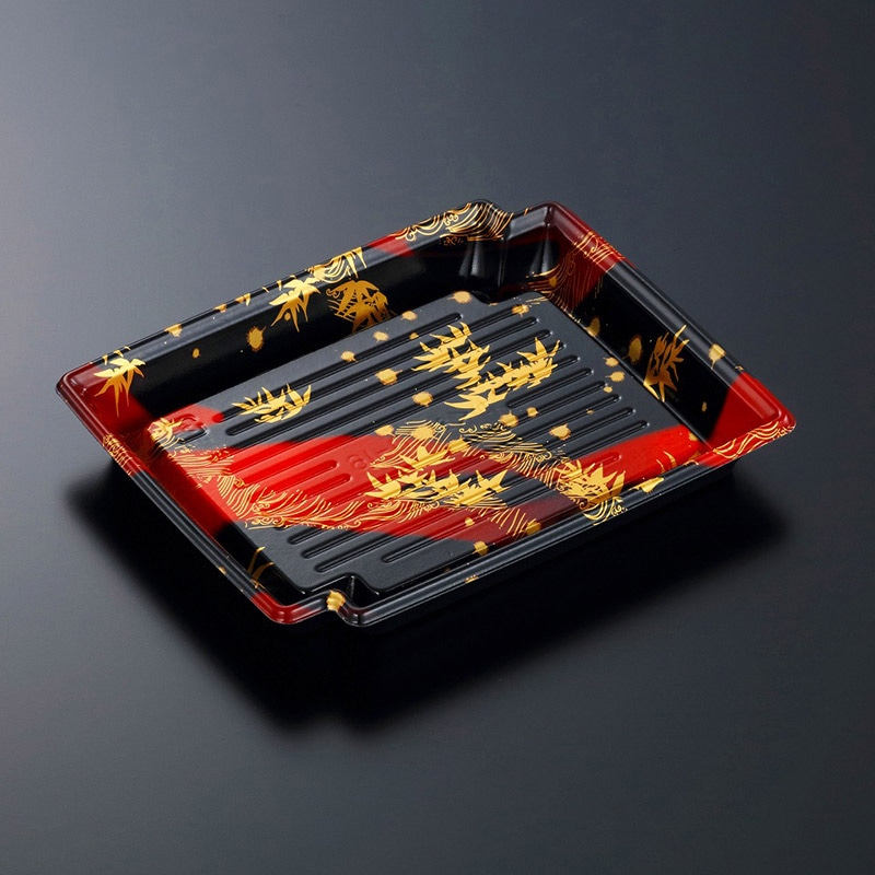 中央化学 刺身容器 かく鉢 本体 20-16 竹霞R-BK 50枚/袋（ご注文単位16袋）【直送品】