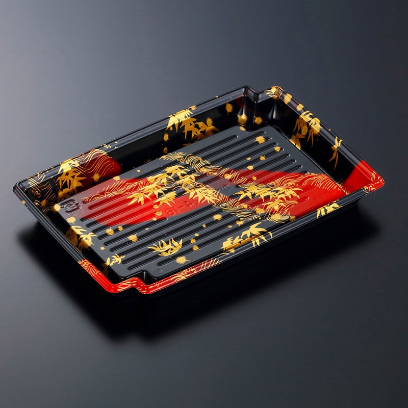 中央化学 刺身容器 かく鉢 本体 24-16 竹霞R-BK 50枚/袋（ご注文単位12袋）【直送品】