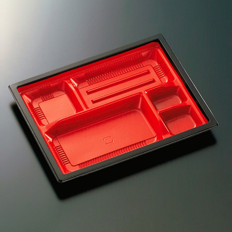 中央化学 弁当容器 CT WF 本体 WF-24A-27 赤黒-BK 50枚/袋（ご注文単位12袋）【直送品】