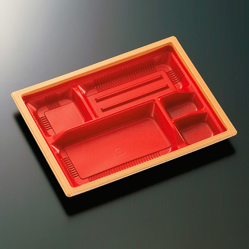 中央化学 弁当容器 CT WF 本体 WF-24A-27 赤木目-BK 50枚/袋（ご注文単位12袋）【直送品】