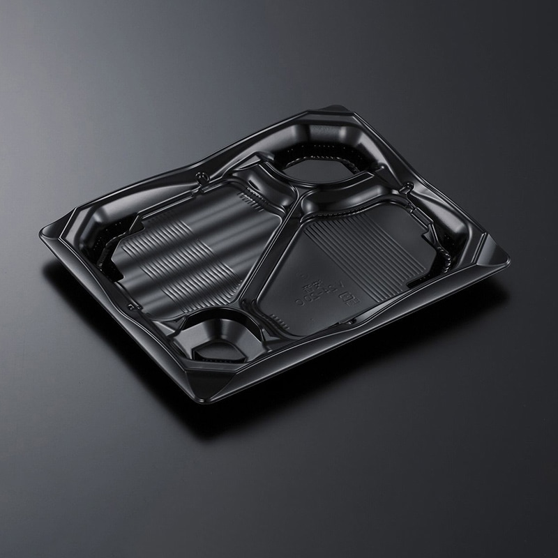 中央化学 弁当容器 CT波音V 本体 24-20C 黒-BK 50枚/袋(ご注文単位12袋)【直送品】