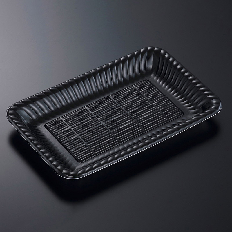 中央化学 精肉容器 PDプレート 本体 K30-20 黒 50枚/袋（ご注文単位16袋）【直送品】