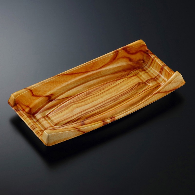 中央化学 刺身容器 CF船 本体 70 木理BR 25枚/袋（ご注文単位12袋）【直送品】