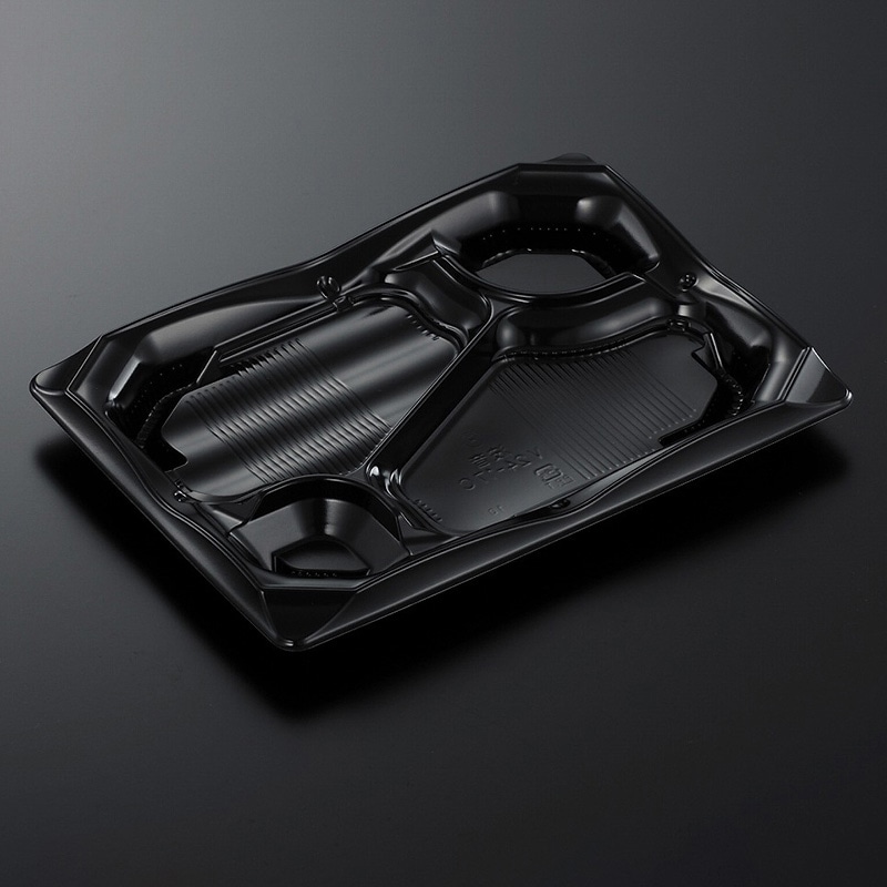 中央化学 弁当容器 CT波音V 本体 24-17C 黒-BK 50枚/袋(ご注文単位12袋)【直送品】