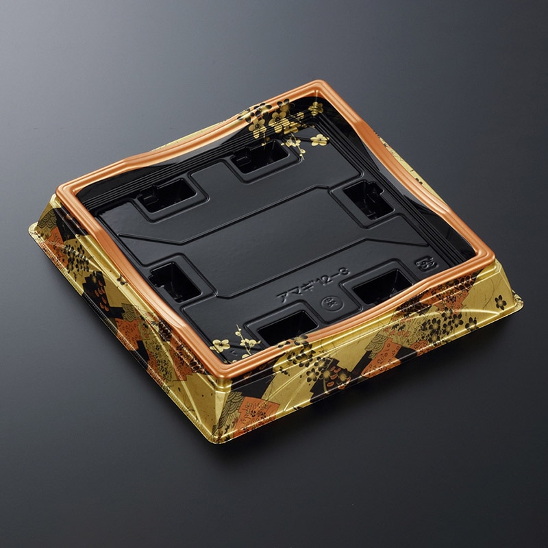 中央化学 寿司容器 HS天城 本体 12-3 かなえ金-BK 50枚/袋(ご注文単位6袋)【直送品】